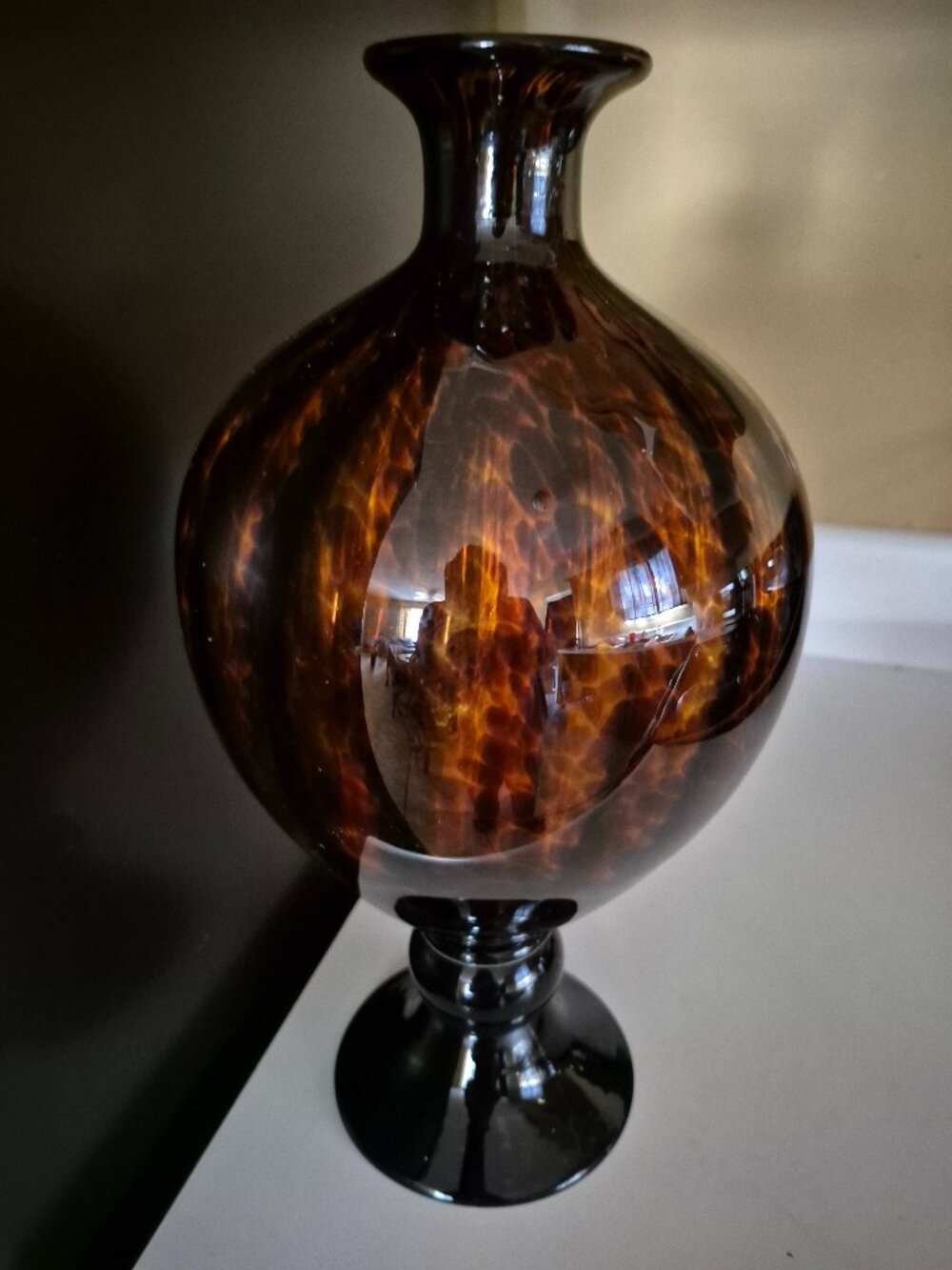 MURANO TORTOISESHELL GLASS CONTEMPORARY VASE REPRODUCTION PIECE